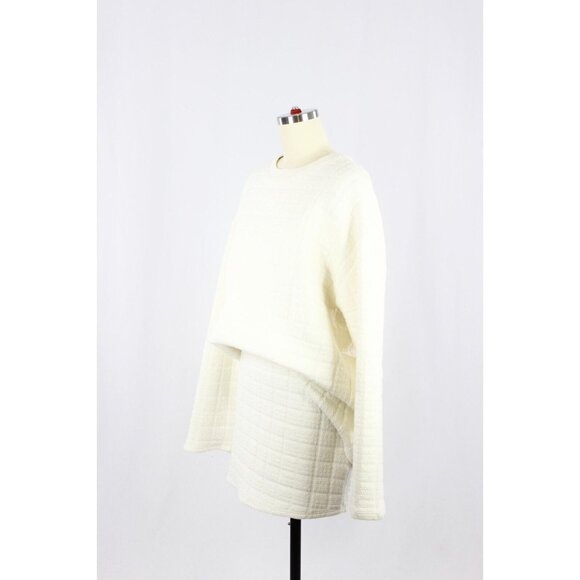 NWOT ZARA Ivory White Plush Quilted Jersey Sweatshirt Mini Skirt Set, Size M/L - Picture 4 of 12